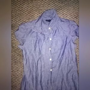 Long blue jeans like, soft blue top